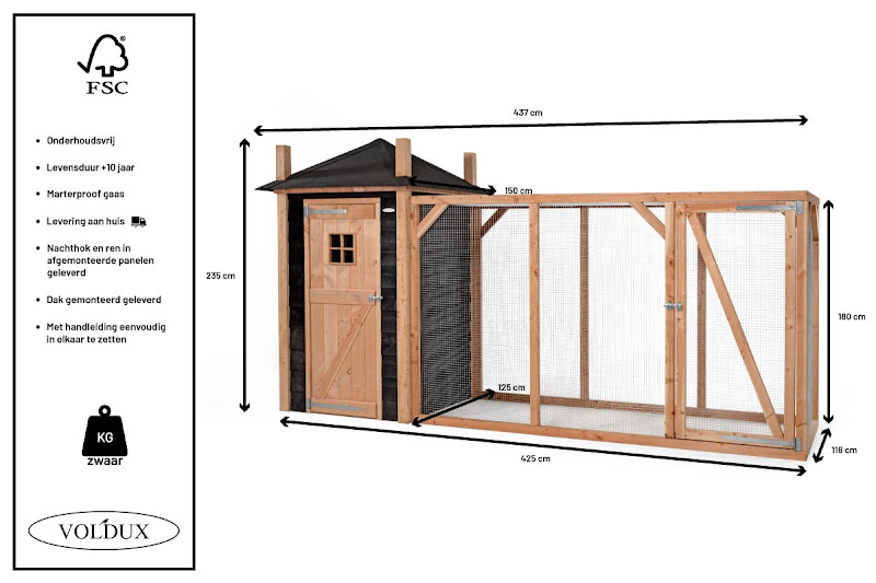 Voldux Kippenhok Hooiberg Mees XL