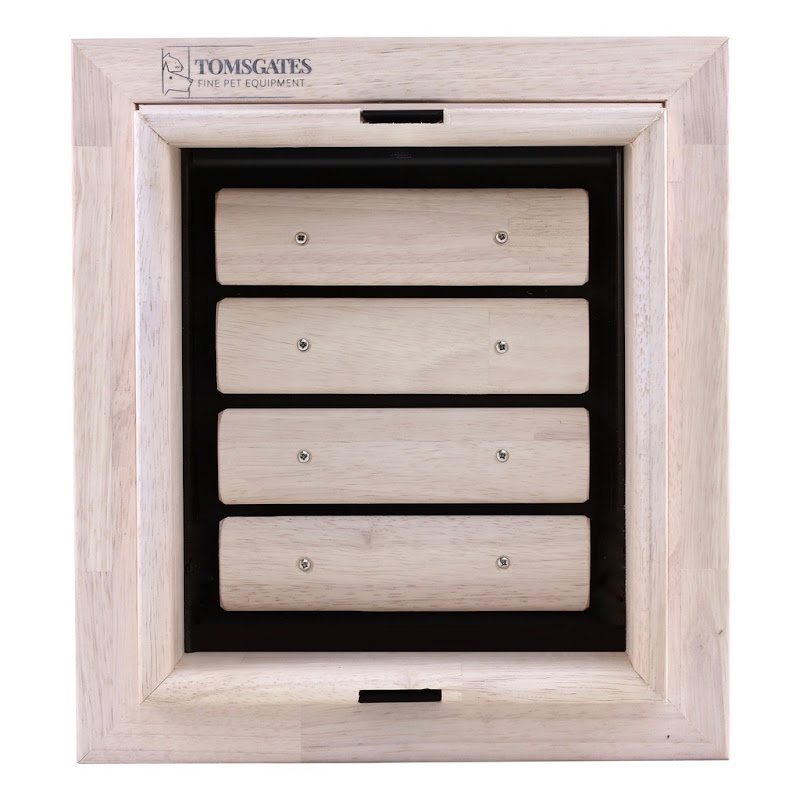 Tomsgates Houten Kattenluik  Hondenluik Nipper voor Deur tot 6 cm  Rubberwood  Wit geolied  S