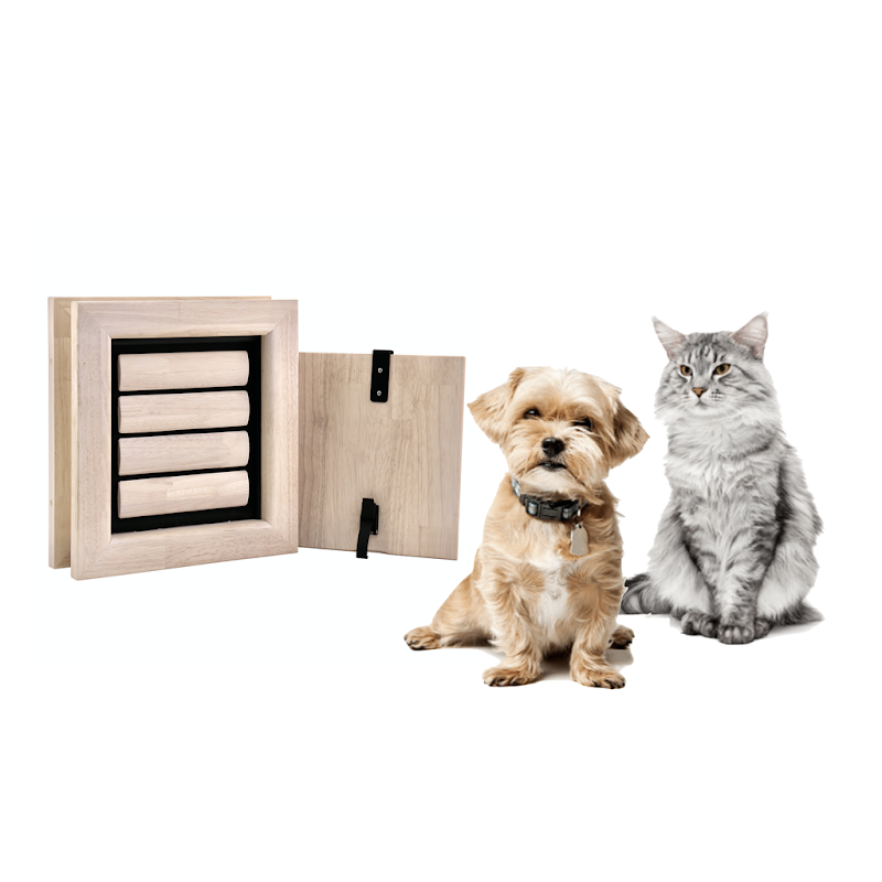 Tomsgates Houten Kattenluik  Hondenluik Nipper voor Deur tot 6 cm  Rubberwood  Wit geolied  S