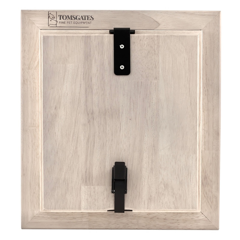 Tomsgates Houten Kattenluik  Hondenluik Nipper voor Deur tot 6 cm  Rubberwood  Grijs geolied  S