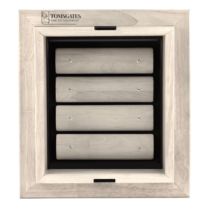 Tomsgates Houten Kattenluik  Hondenluik Nipper voor Deur tot 6 cm  Rubberwood  Grijs geolied  S