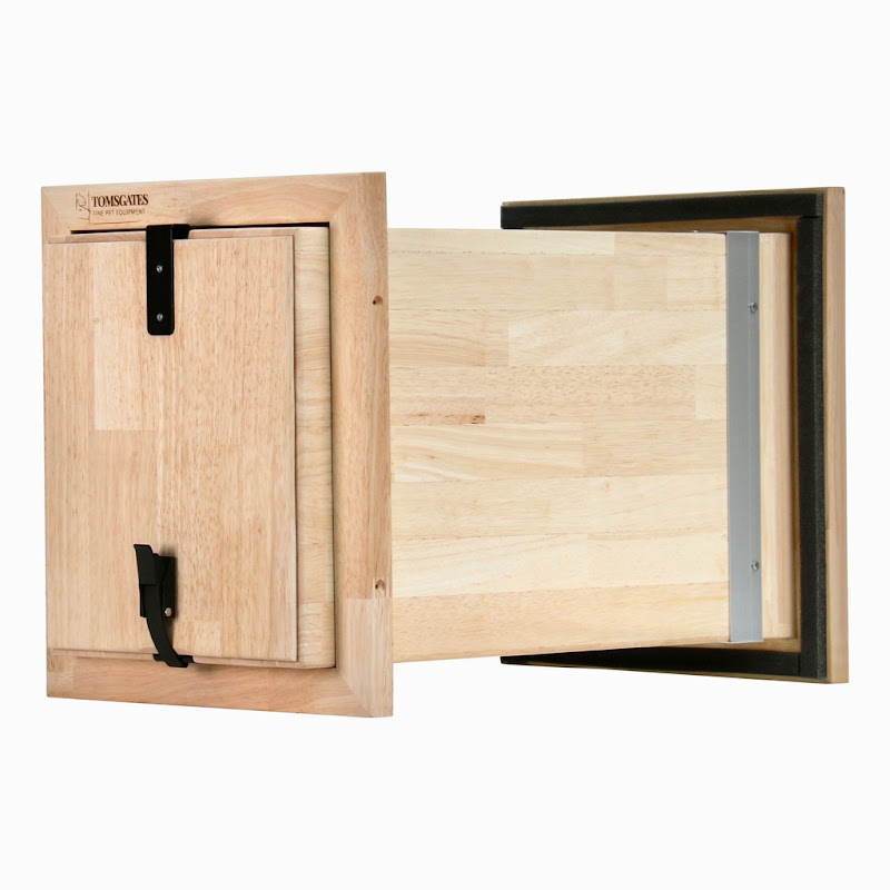 Tomsgates Houten Kattenluik  Hondenluik Nipper voor Muur tot 55 cm  Rubberwood  Naturel  S