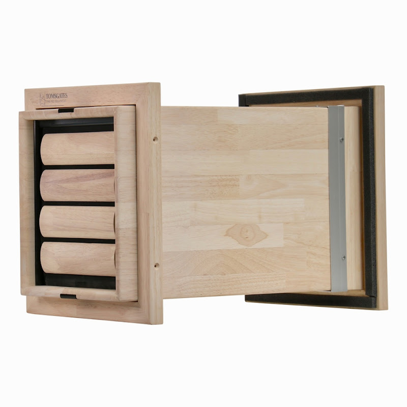 Tomsgates Houten Kattenluik  Hondenluik Nipper voor Muur tot 55 cm  Rubberwood  Wit geolied  S