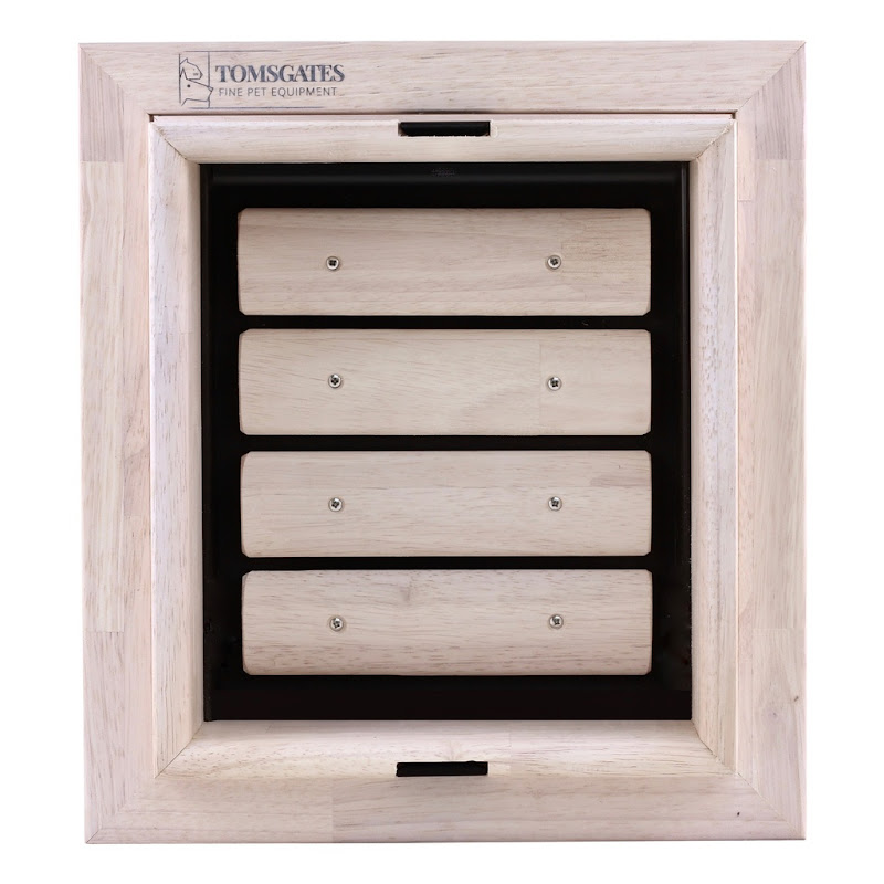 Tomsgates Houten Kattenluik  Hondenluik Nipper voor Muur tot 55 cm  Rubberwood  Wit geolied  S
