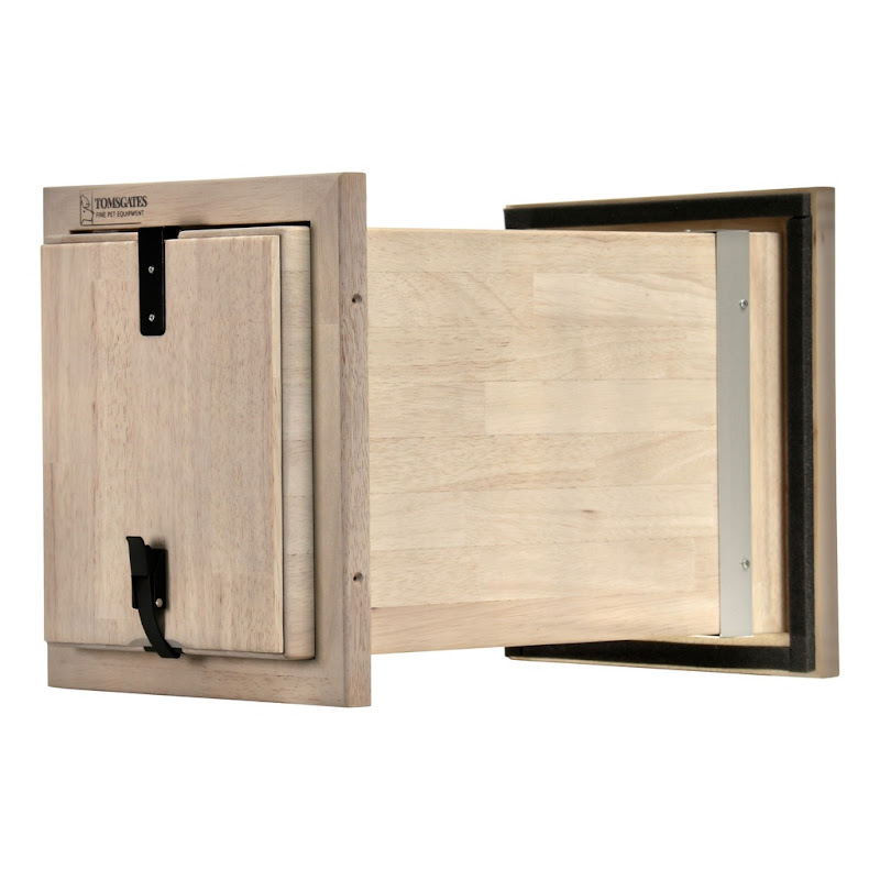 Tomsgates Houten Kattenluik  Hondenluik Nipper voor Muur tot 55 cm  Rubberwood  Grijs geolied  S