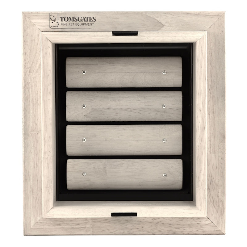Tomsgates Houten Kattenluik  Hondenluik Nipper voor Muur tot 55 cm  Rubberwood  Grijs geolied  S