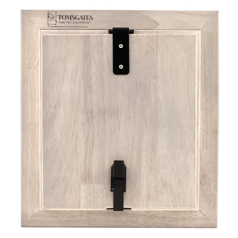 Tomsgates Houten Kattenluik  Hondenluik Nipper voor Muur tot 55 cm  Rubberwood  Grijs geolied  S