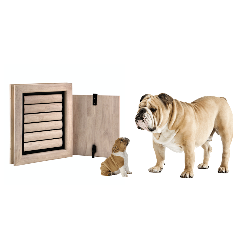 Tomsgates Houten Hondenluik Jake voor Muur tot 55 cm  Eik  Grijs geolied  M