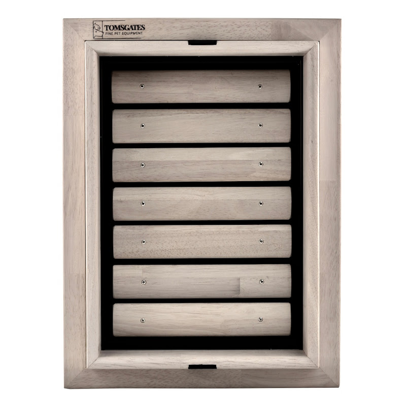 Tomsgates Houten Hondenluik Bouncer voor Muur tot 43 cm  Rubberwood  Grijs geolied  L
