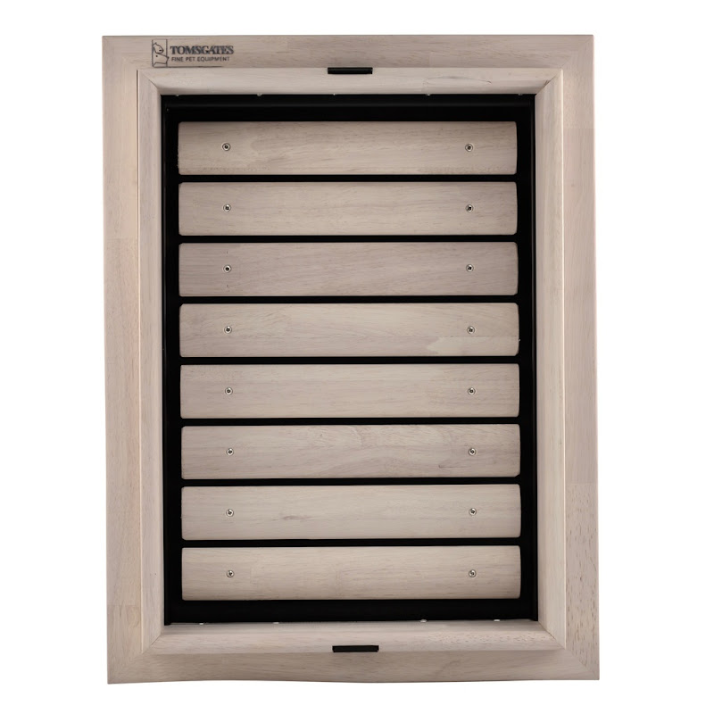 Tomsgates Houten Hondenluik Beethoven voor Muur tot 43 cm  Rubberwood  Grijs geolied  XL
