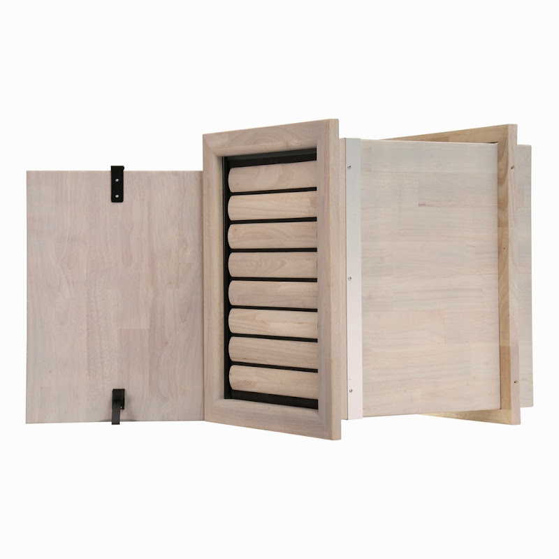 Tomsgates Houten Hondenluik Beethoven voor Muur tot 43 cm  Rubberwood  Grijs geolied  XL