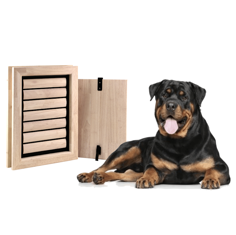 Tomsgates Houten Hondenluik Beethoven voor Deur tot 15 cm  Eik  Grijs geolied  XL