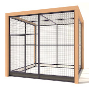 Aluminium voliere Deluxe met Douglas Staanders  13mm gaas  222 x 211 x 197 cm