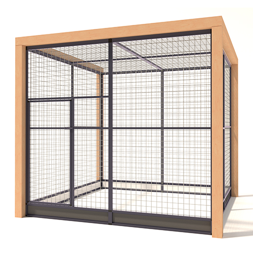 Aluminium voliere Deluxe met Douglas Staanders  13mm gaas  222 x 211 x 197 cm