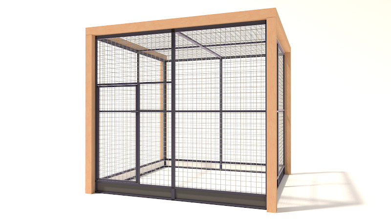 Aluminium vogelkooi Deluxe met Douglas Staanders  13mm gaas  222 x 211 x 197 cm
