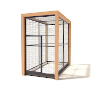 Aluminium konijnenren Deluxe met Douglas Staanders  50mm gaas  120 x 210 x 197 cm