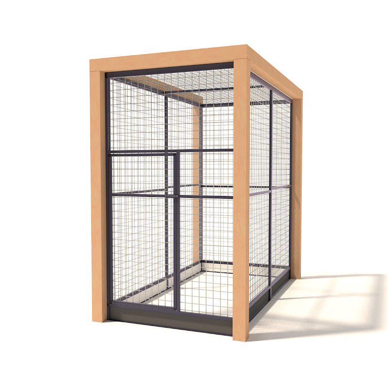 Aluminium konijnenren Deluxe met Douglas Staanders  50mm gaas  120 x 210 x 197 cm