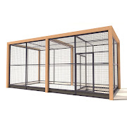 Aluminium voliere met sluis Deluxe met Douglas Staanders | 25mm gaas | 434 x 210 x 197 cm
