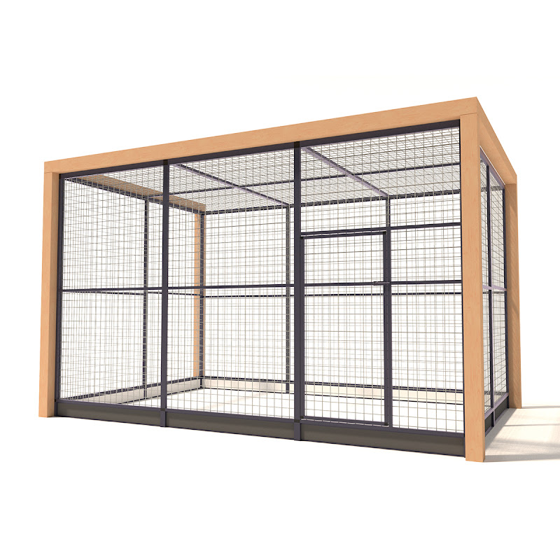Aluminium voliere Deluxe met Douglas Staanders  50mm gaas  324 x 210 x 197 cm