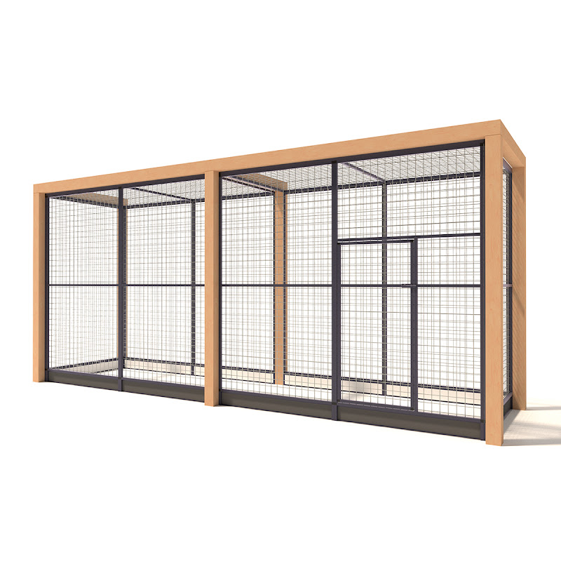 Aluminium voliere Deluxe met Douglas Staanders | 25mm gaas | 439 x 116 x 197 cm