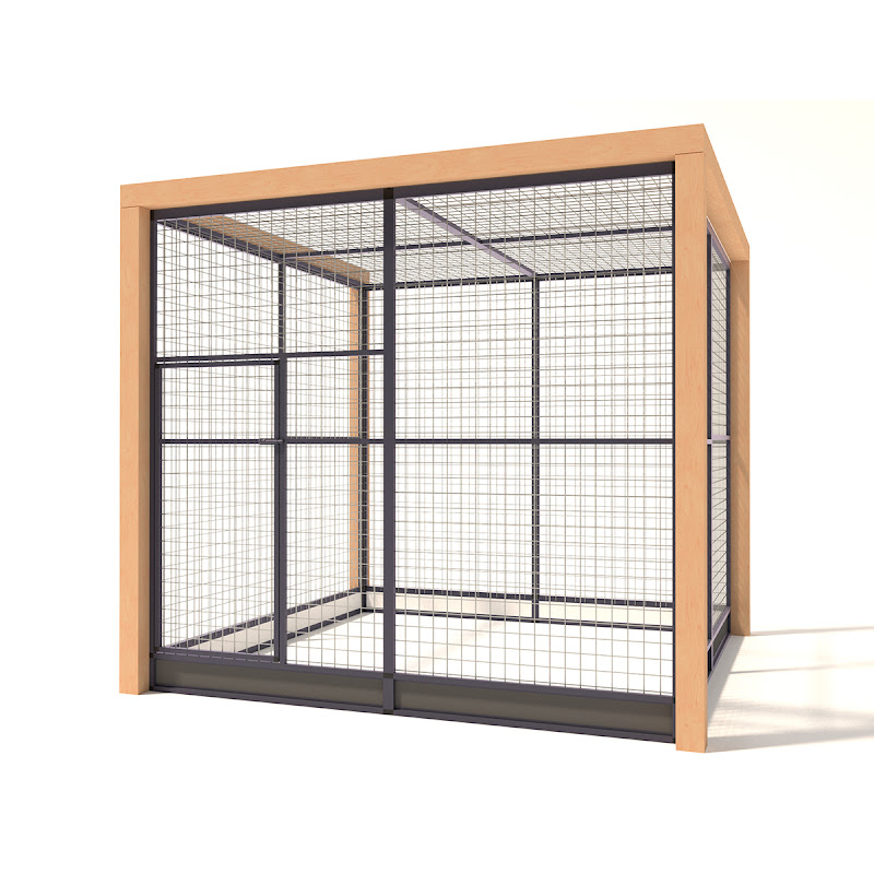 Aluminium papegaaienkooi voliere Deluxe met Douglas Staanders | 50mm gaas | 222 x 211 x 197 cm