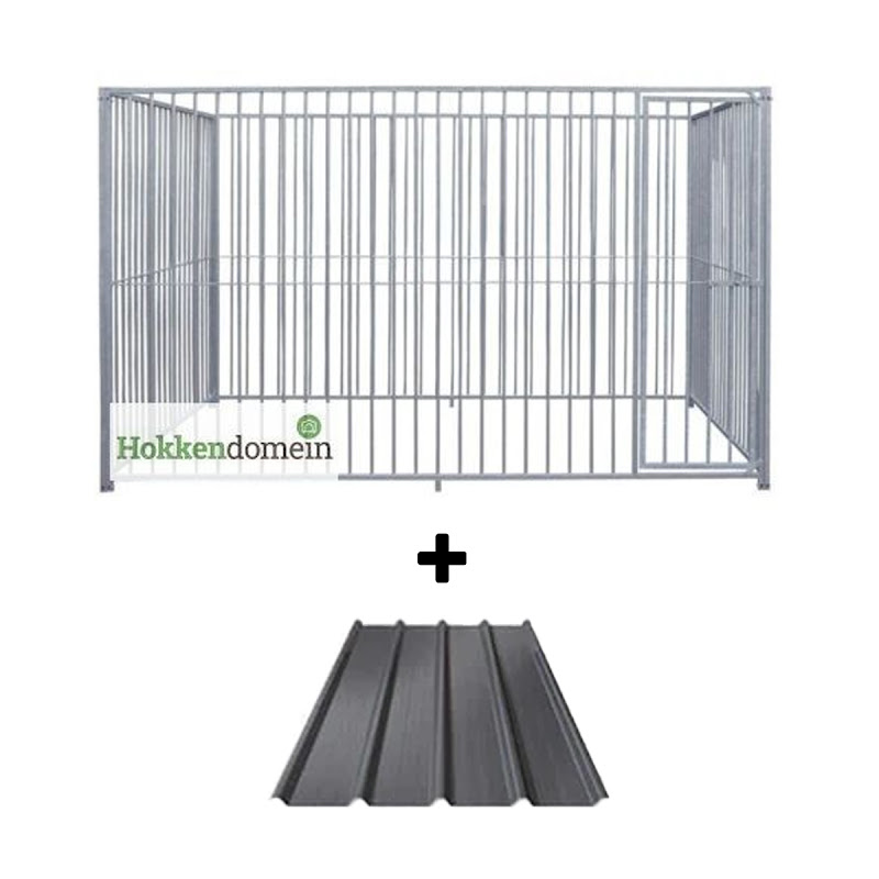 Hondenkennel Deur Rechts met Dak  3 x 2 meter  S8  P5