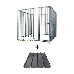 Hondenkennel Deur Rechts met Dak | 2 x 2 meter | S8 - P15