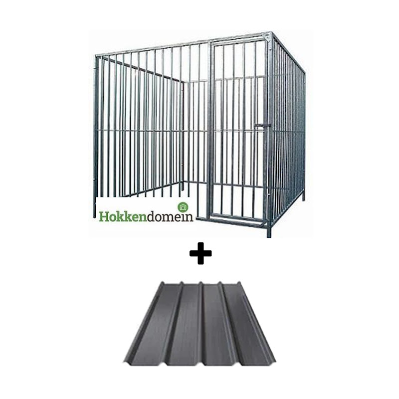 Hondenkennel Deur Rechts met Dak  2 x 2 meter  S8  P15