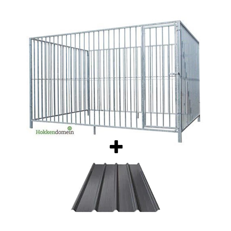 Hondenkennel Deur Rechts met Dak  3 x 2 meter  S8  P15