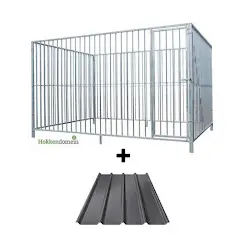 Hondenkennel Deur Rechts met Dak  3 x 3 meter  S8  P15