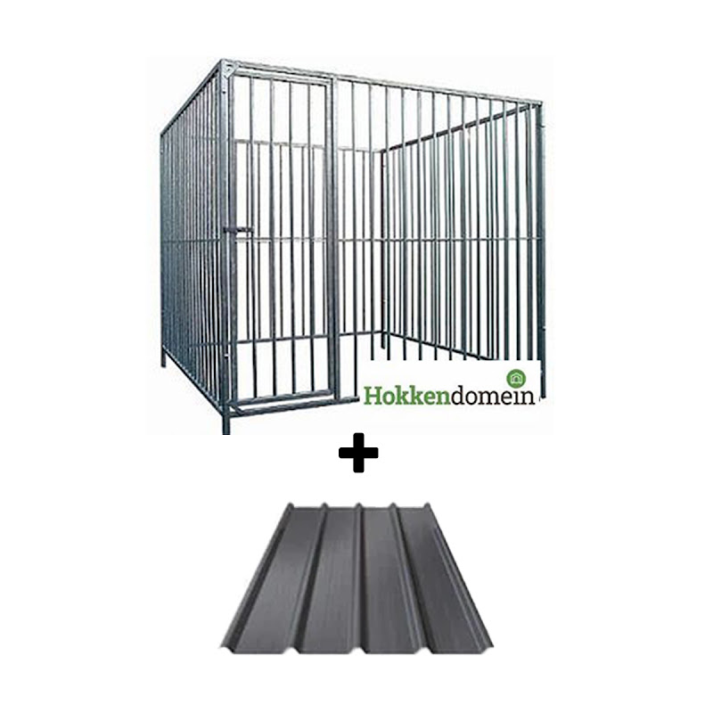 Hondenkennel Deur Links met Dak  2 x 2 meter  S8  P15