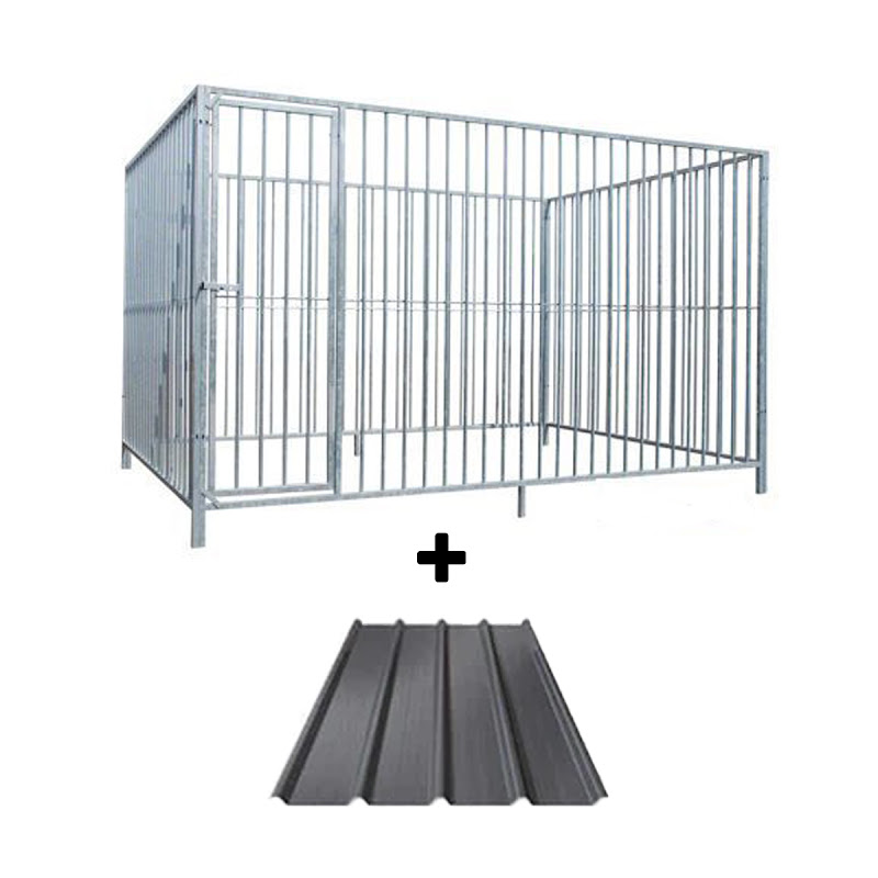 Hondenkennel Deur Links met Dak  3 x 2 meter  S8  P15