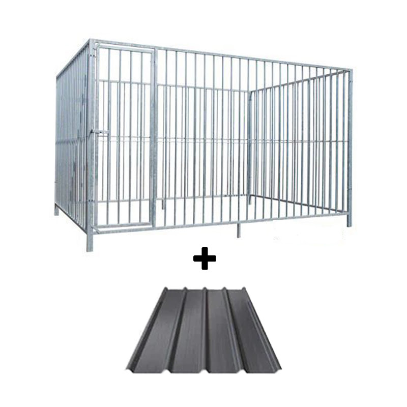 Hondenkennel Deur Links met Dak  3 x 3 meter  S8  P15