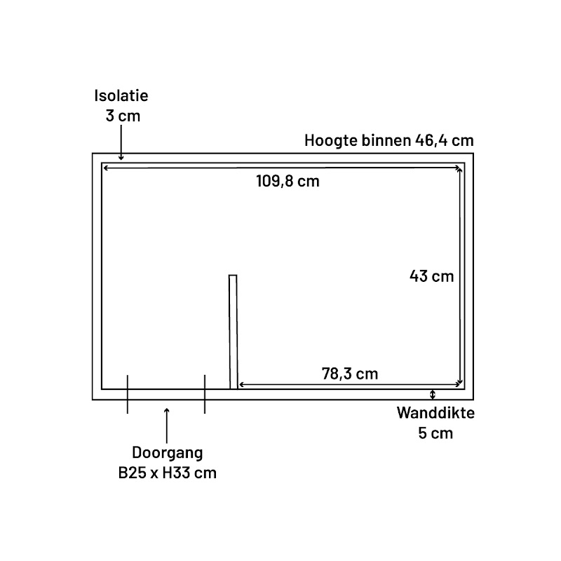 Hondenhok Deluxe Gesoleerd  B 125 x D 53 x H 53 cm