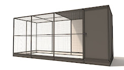 Aluminium Papegaaienkooi met sluis, nachthok en morsrand model 1 | 449 x 176 x 193 cm