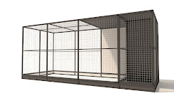 Aluminium Volière met sluis, nachthok en morsrand model 2 | 449 x 176 x 193 cm