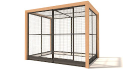 Aluminium Konijnenren Valentijn Douglas en morsrand | 19 mm gaas | 260 x 190 x 202 cm