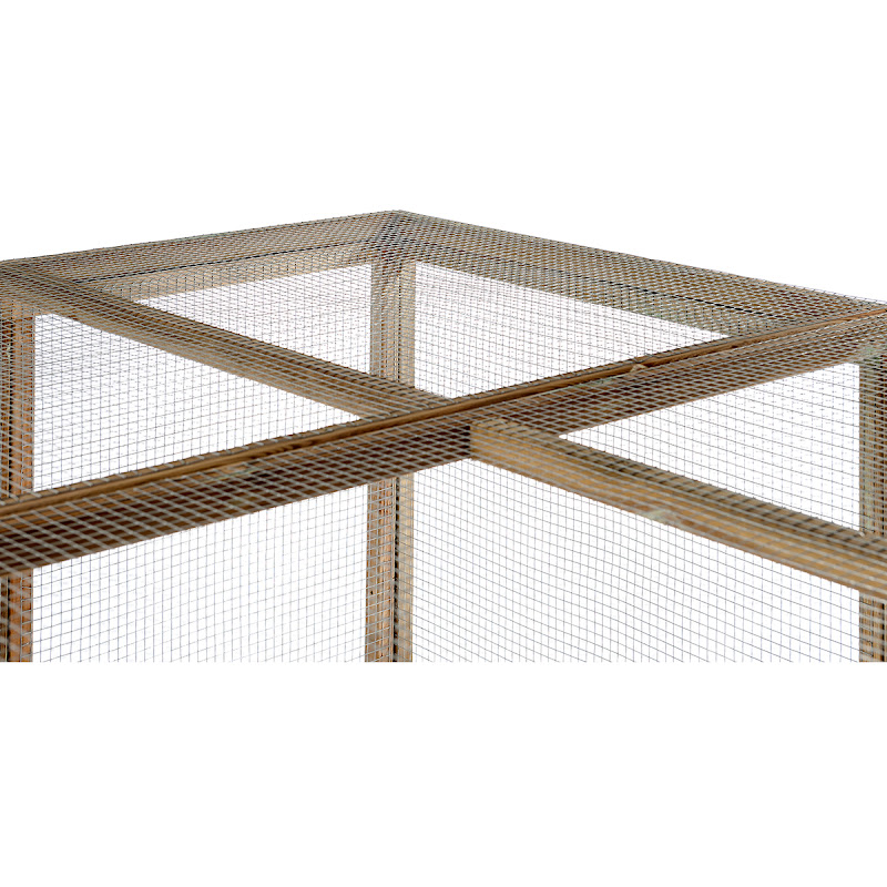 Houten Konijnenren met sluis  19 mm gaas  448 x 179 x 183 cm