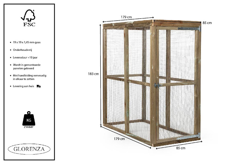 Glorenza houten ren - 85 x 179 x 183 cm