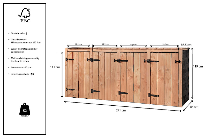 Kliko ombouw Cato voor 4 containers