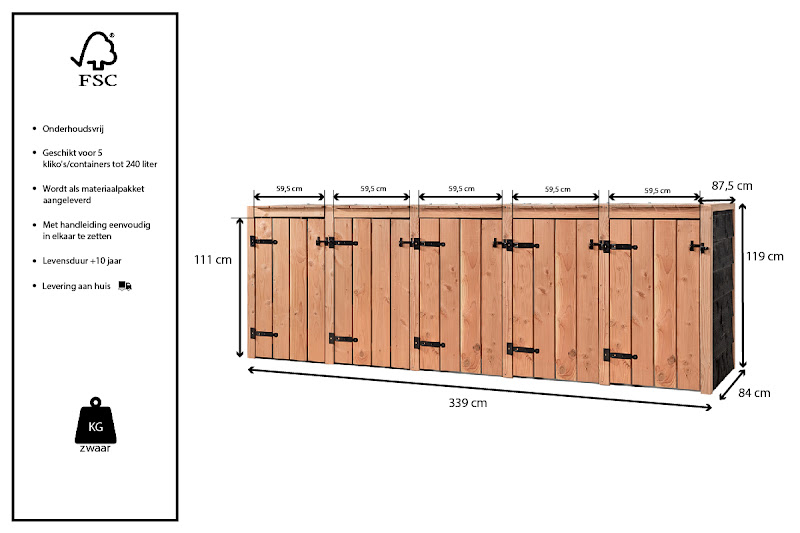 Kliko ombouw Lara | 5 containers