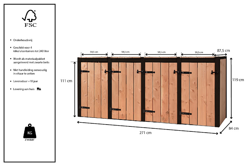 Container ombouw vier dubbel Nina