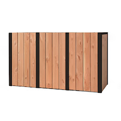 Achterwand Douglas voor containerombouw voor 3 kliko's