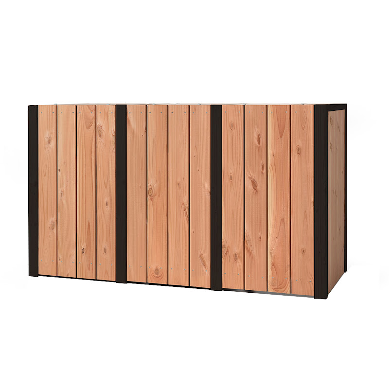 Achterwand Douglas voor containerombouw voor 3 kliko's
