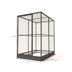 Aluminium Papegaaienkooi met morsrand | 50 mm gaas | 121 x 176 x 193 cm
