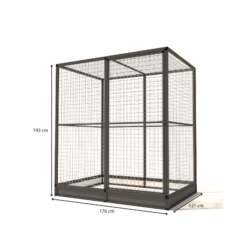Aluminium Kattenren Noa morsrand  50 mm gaas  176 x 121 x 193 cm
