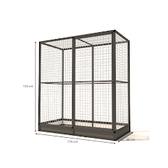 Aluminium Papegaaienkooi met morsrand | 50 mm gaas | 176 x 86 x 193 cm