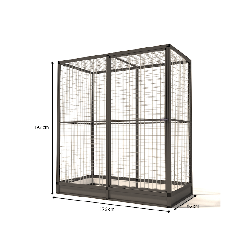 Aluminium Kattenren Noa morsrand  50 mm gaas  176 x 86 x 193 cm