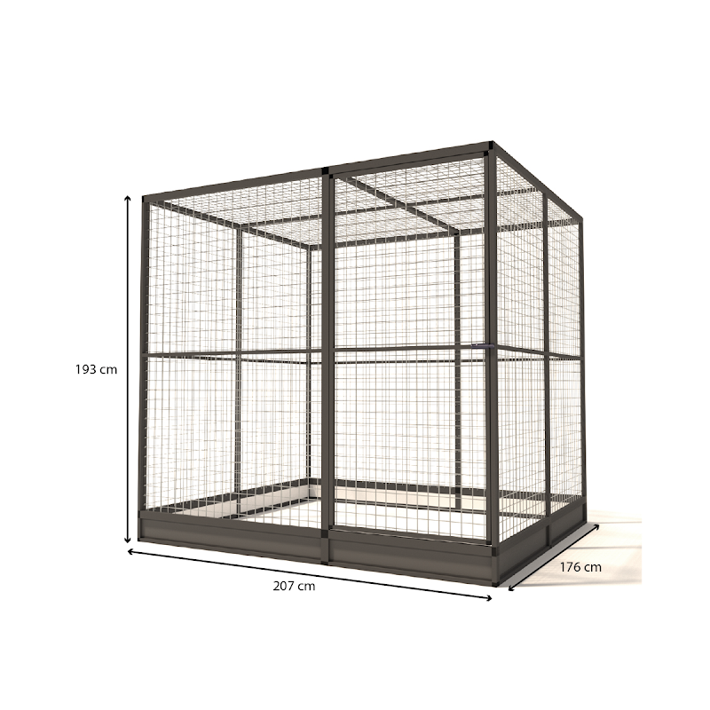 Aluminium Kattenren Noa morsrand  50 mm gaas  207 x 176 x 193 cm