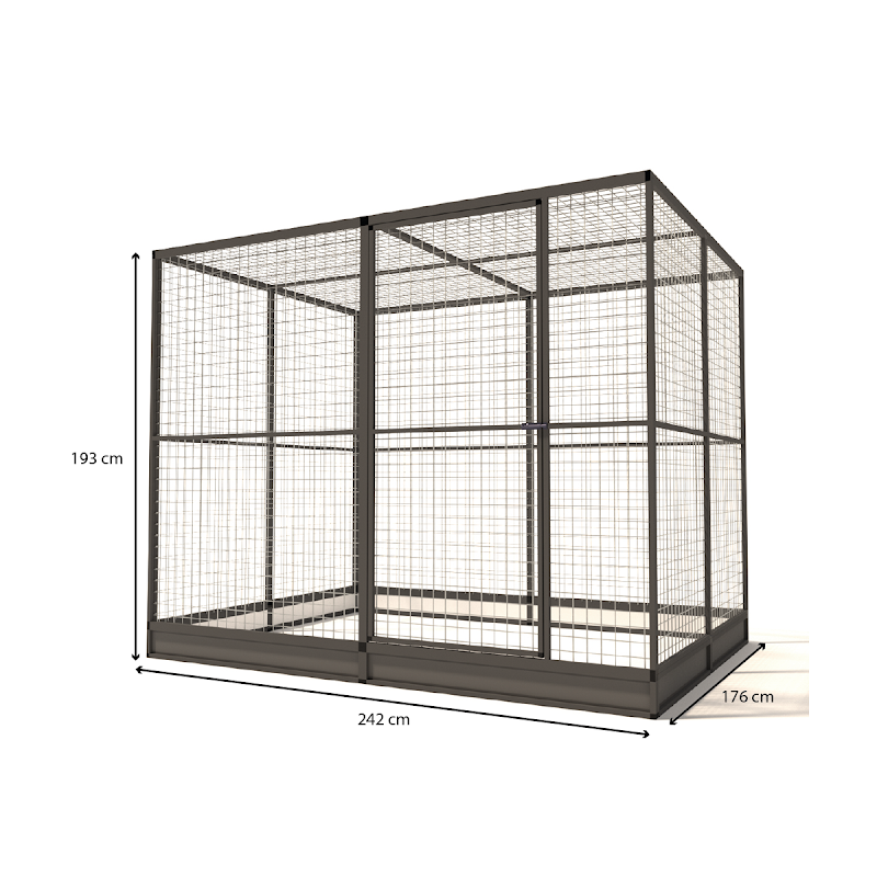 Aluminium Kattenren Noa morsrand  50 mm gaas  242 x 176 x 193 cm